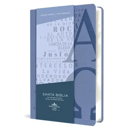 Biblia Rvr 1960 Letra Grande Tamaño Manual, Simil Piel Azul Celeste Con Nombres de Dios / Spanish Bible Rvr 1960 Handy Size Large Print Leathersoft So