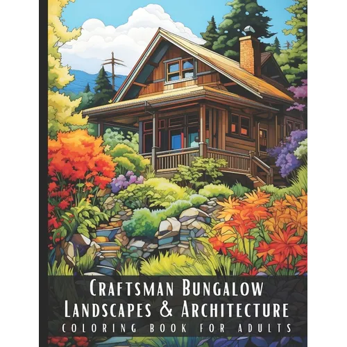 Craftsman Bungalow Landscapes & Architecture Coloring Book for Adults: Beautiful Nature Landscapes Sceneries and Foreign Buildings Coloring Book for A