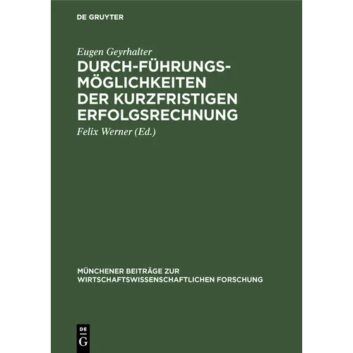 Durchführungsmöglichkeiten Der Kurzfristigen Erfolgsrechnung