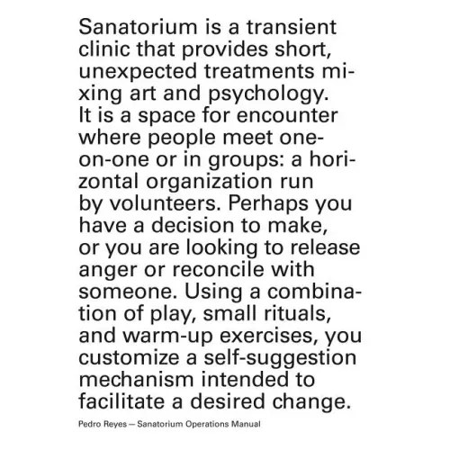 Pedro Reyes: Sanatorium Operations Manual