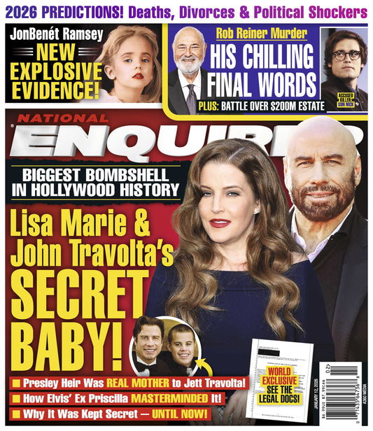 National Enquirer - 01.12.26: Lisa Marie Presley & John Travolta’s Secret Baby, New Evidence Surrounding The JonBenet Ramsey Case, Rob Reiner’s Chilling Final Words, Startling 2026 Predictions & More!