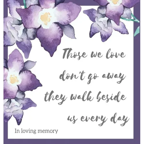 Religious quote in loving memory, condolence book to sign