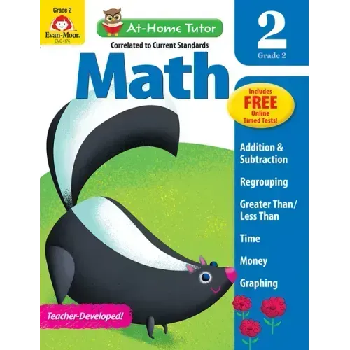 Math Skills, Grade 2 Workbook: At-Home Tutor, Addition, Subtraction, Multiplication, Telling Time, Money
