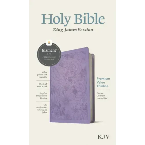 KJV Premium Value Thinline Bible, Filament Enabled (Leatherlike, Garden Lavender, Red Letter)