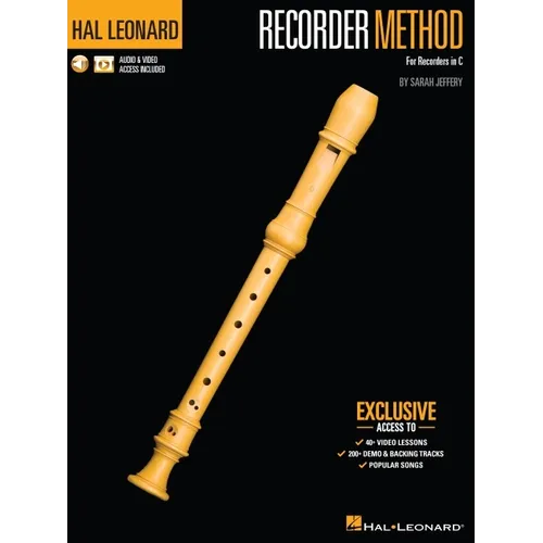 Hal Leonard Recorder Method by Sarah Jeffery - Book with 200+ Audio Demo & Backing Tracks & 40+ Video Lessons Included