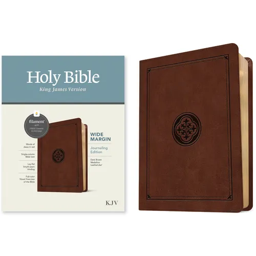KJV Wide Margin Bible, Filament Enabled (Leatherlike, Dark Brown Medallion, Red Letter)