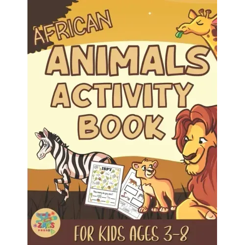 African animals activity book for kids 3-8: African Animals themed gift for kids ages 3 and up