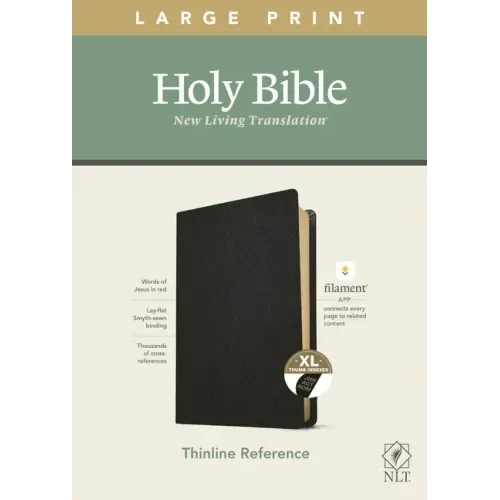 NLT Large Print Thinline Reference Bible, Filament Enabled Edition (Red Letter, Genuine Leather, Black, Indexed)