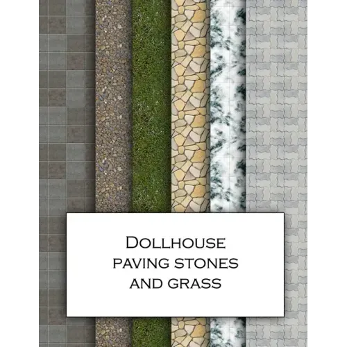 Dollhouse Paving Stones And Grass: Ground textured wallpaper for decorating gardens for doll's houses and model buildings. Beautiful sets of papers fo