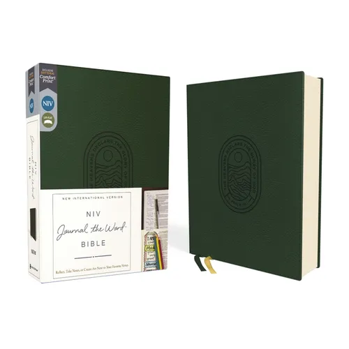 Niv, Journal the Word Bible (Perfect for Note-Taking), Leathersoft, Green, Red Letter, Comfort Print: Reflect, Take Notes, or Create Art Next to Your