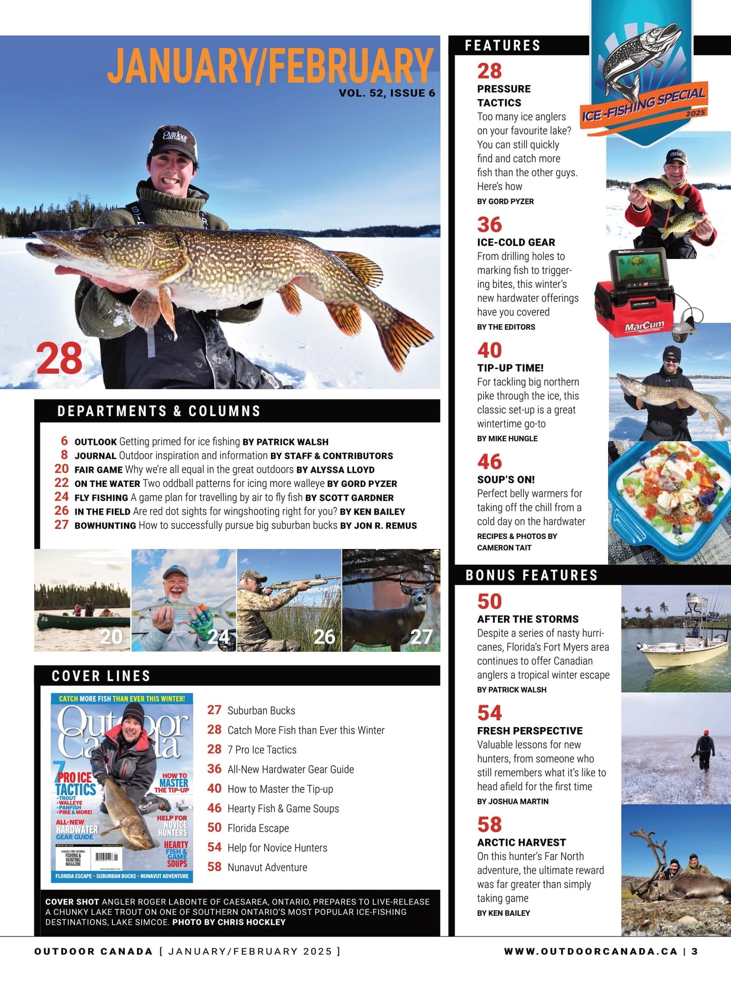 Outdoor Canada – Winter 2025: Catch More Fish Than Ever This Winter, 7 Pro Ice Tactics, All New Hardwater Gear Guide, Help For Novice Hunters, Hearty Fish & Game Soups, Trout, Walleye, Panfish & More!