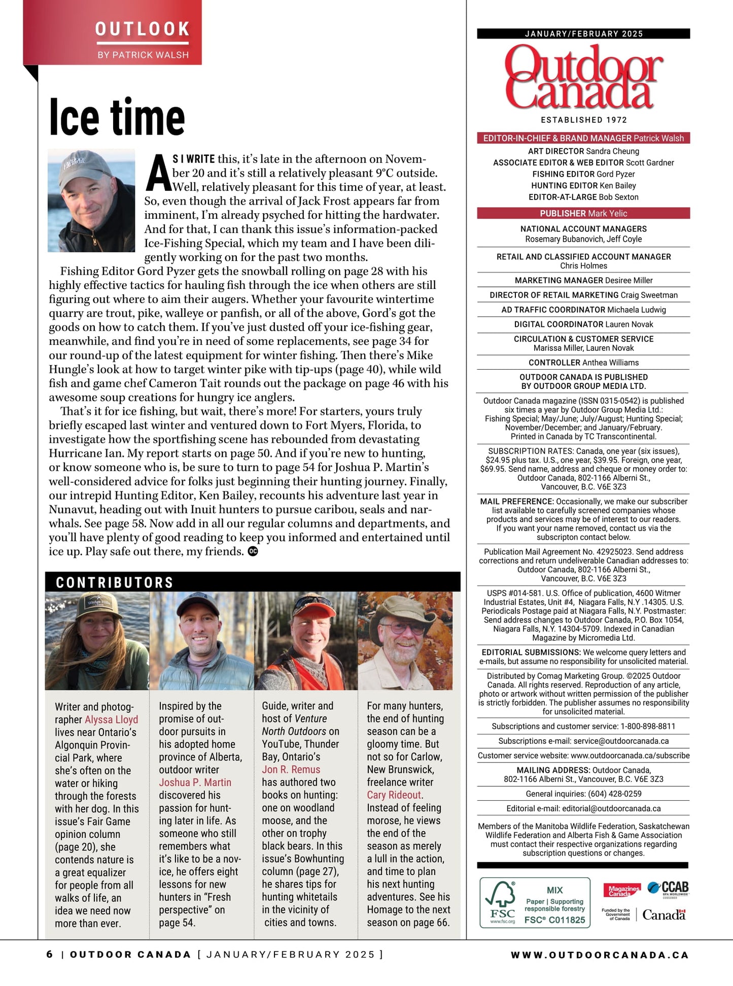Outdoor Canada – Winter 2025: Catch More Fish Than Ever This Winter, 7 Pro Ice Tactics, All New Hardwater Gear Guide, Help For Novice Hunters, Hearty Fish & Game Soups, Trout, Walleye, Panfish & More!