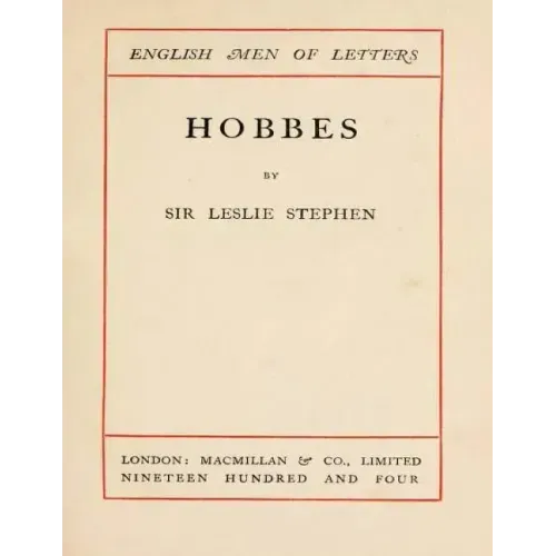 Hobbes (1904) by Leslie Stephen