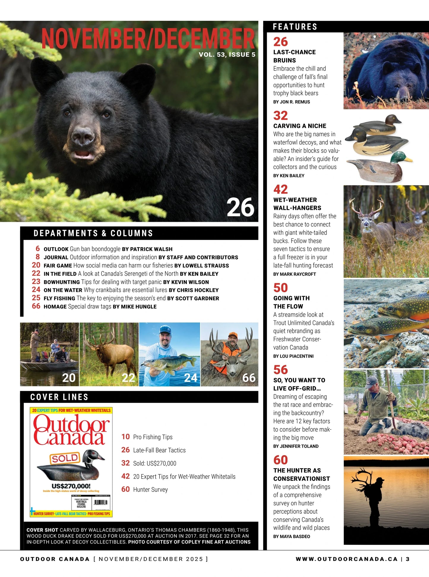 Outdoor Canada - Fall 2025: 20 Expert Tips For Wet-Weather Whitetails, The High-Stakes World Of Decoy Collecting, Pro Fishing Tips, Insights On Wildlife Preservation, Late-Fall Bear Tactics & More!