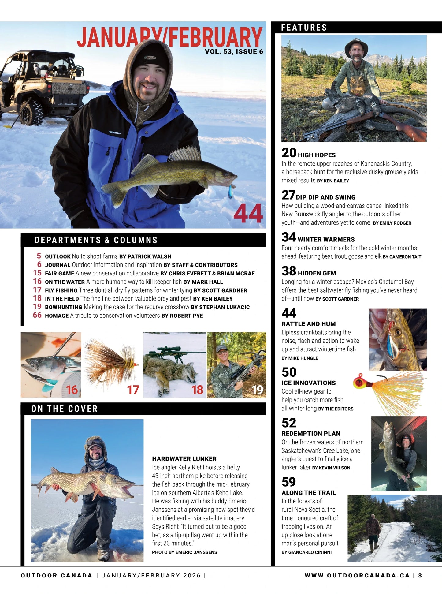 Outdoor Canada - Winter 2026: Hardwater Ice Fishing Special, Lipless Crankbaits, Canoe Making, Life Of A Trapper, Dusky Grouse Hunting, Snowmobile Adventures, Mexico's Fly-Fishing Secret & More!
