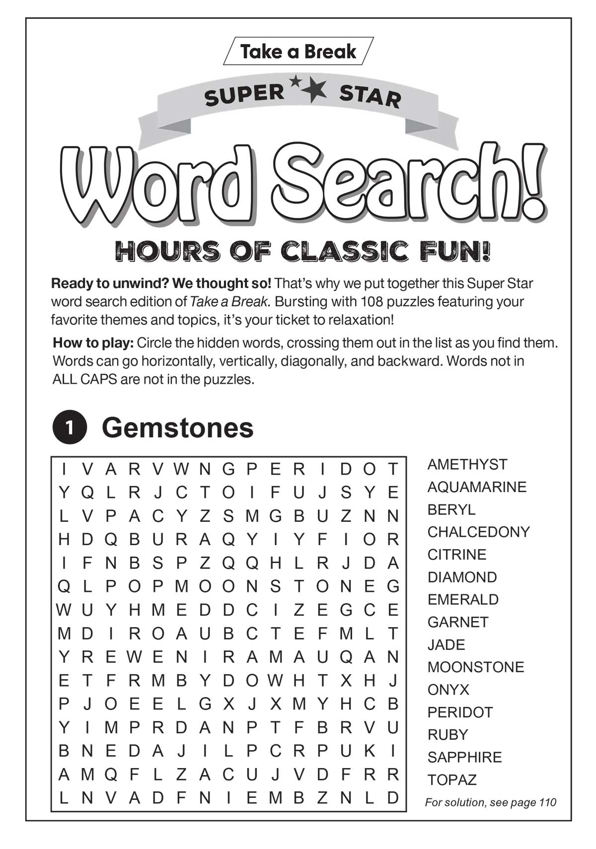 Take a Break - Super Star Word Search #4