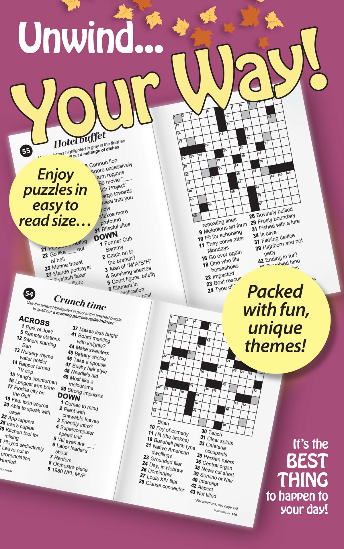 Take a Break - Cross Word (Large Print): 99+ Puzzles & Mystery Words, Challenges To Cozy Up With, Hours Of Mind-Boosting Fun, Relax, Unwind Your Way, Unplug, Reduce Stress, Brain Challenges & Solve!
