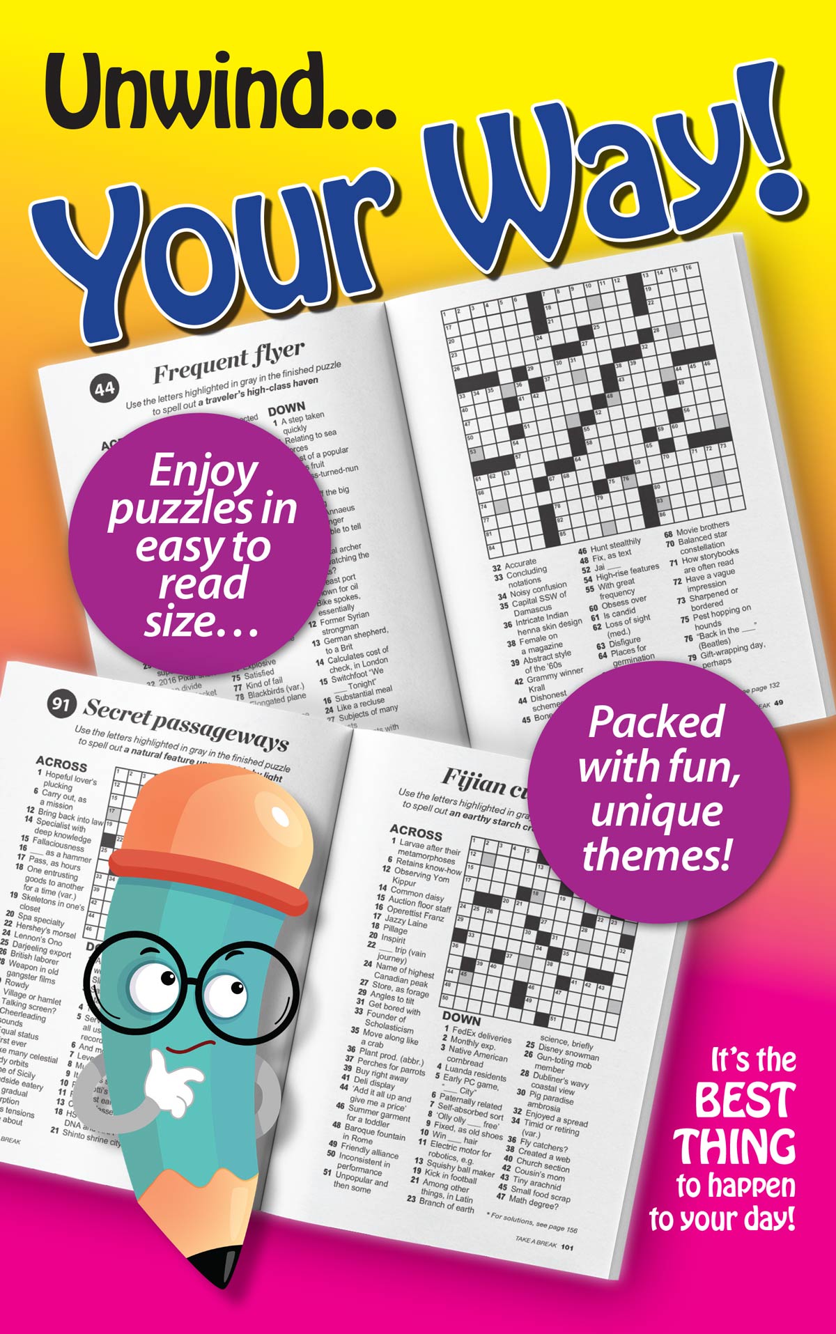 World's Best Puzzle - Crossword 25.04.11: 99 Puzzles & Mystery Words, Bonus Word Scrambles, Take On The Go, Enjoy Hours Of Mind-Boosting Fun & More!