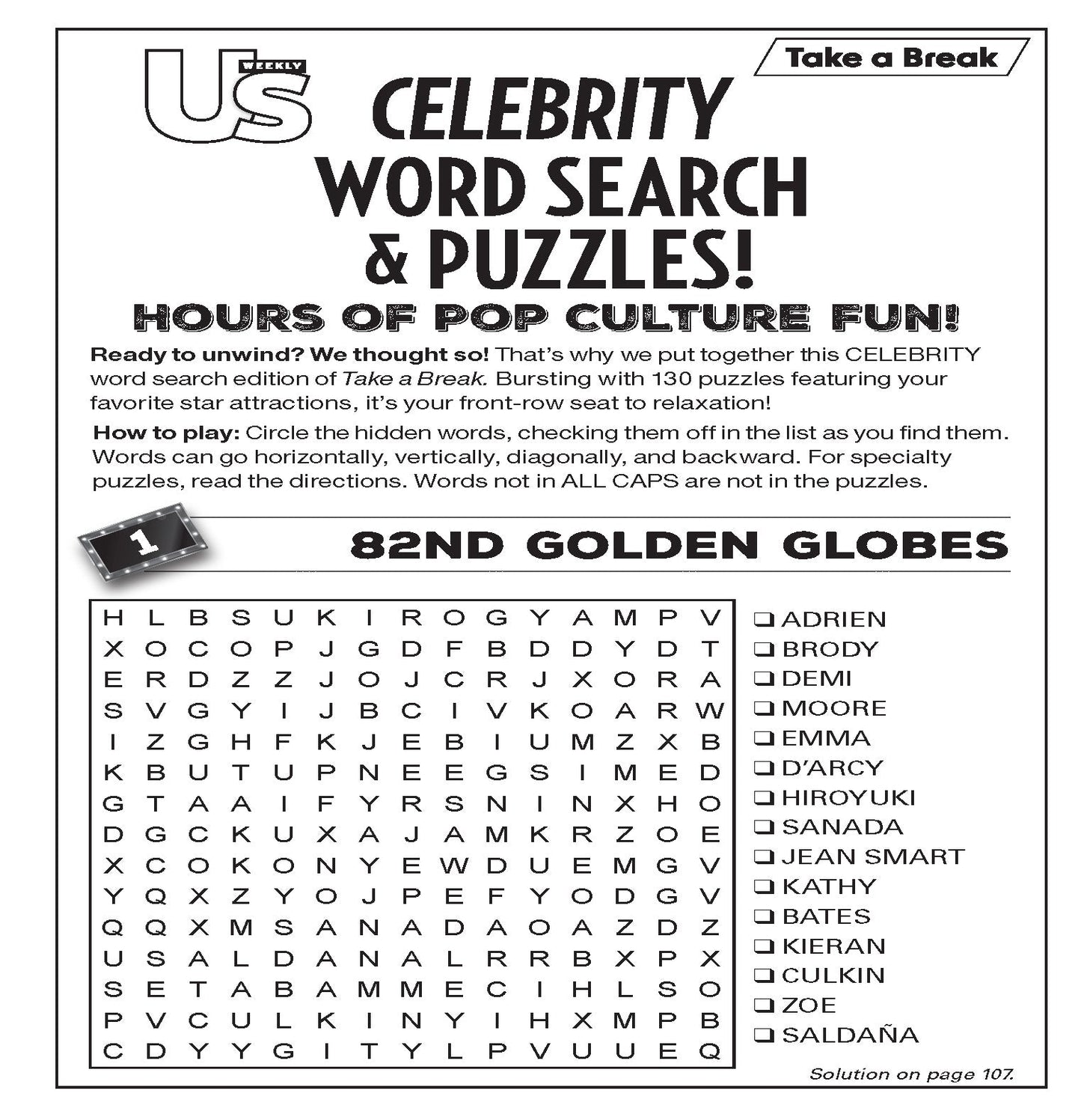 Take a Break - Us Weekly Celebrity Word Search 25.05.09: 130 Pages Of Fun, Bonus DigiSearch, Star Studded Fun Facts About Your Favorite Celebrities, Icons, Legends & More!