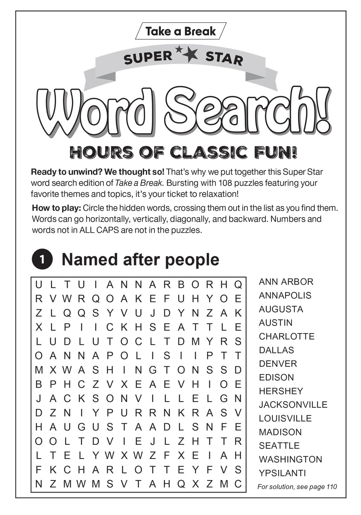 Take a Break - Superstar Word Search 25.05.30: Over 100 Puzzles, Classic Fun, Easy To Read, Fun To Play, Relax, De-Stress, Sharpen Your Mind & More!