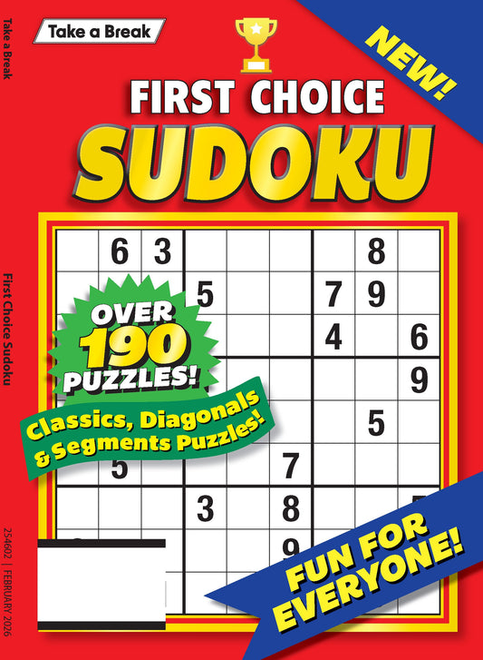 Take a Break - First Choice Sudoku 25.11.07: Large Print, Over 190 Puzzles, Classics, Diagonals, Segment Puzzles, Puzzles &  Games, Relax & Unwind, Great For Travel, Brain Booster & More!