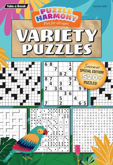 Puzzle Harmony - Variety Puzzles Summer 2026 Special: 520+ Puzzles, Summer Themed Full-Sized Book, Perfect For All Ages, Crossword, Sudoku, Dominoes, Word Search, Relax, Unwind, De-Stress & Solve!
