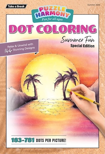 Puzzle Harmony - Dot to Dot Summer 2026 Special: Summer Themed Full-Sized Book, 144 Stunning Designs, Perfect For All Ages, Dot to Dot Coloring, Relax, Unwind, Unplug, De-Stress, Sit Back & Color!