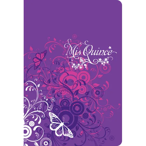 Rvr 1960 Biblia MIS Quince, Amatista Con Mariposas S匇il Piel