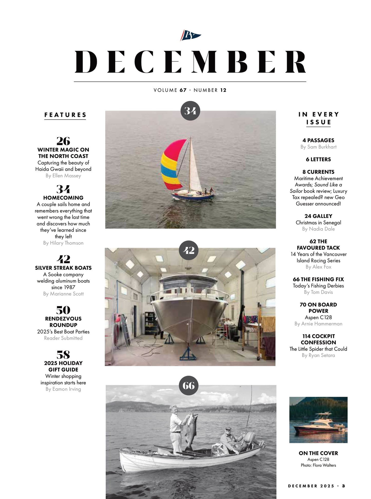 Pacific Yachting - December 2025: Winter Magic, Exploring The Coast Of BC, Aspen C128, Holiday Gift Guide, Best Boat Parties, 14 Years Of The Vancouver Island Racing Series, Rendezvous Roundup & More!