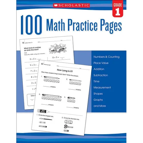 100 Math Practice Pages: Grade 1