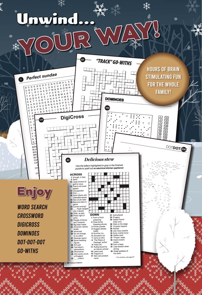 Puzzle Harmony - Variety Puzzles Winter 2025 Special: 520+ Puzzles, Winter Themed Full-Sized Book, All Ages, Crossword, Sudoku, Dominoes, Word Search, Relax, Unwind, Unplug, De-Stress & Solve!