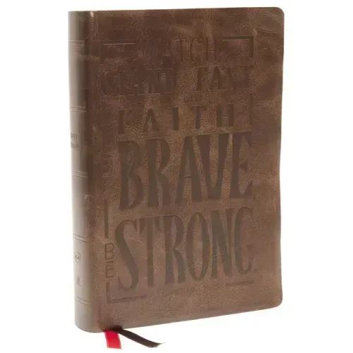 Nkjv, Giant Print Center-Column Reference Bible, Verse Art Cover Collection, Genuine Leather, Brown, Thumb Indexed, Red Letter, Comfort Print: Holy Bi