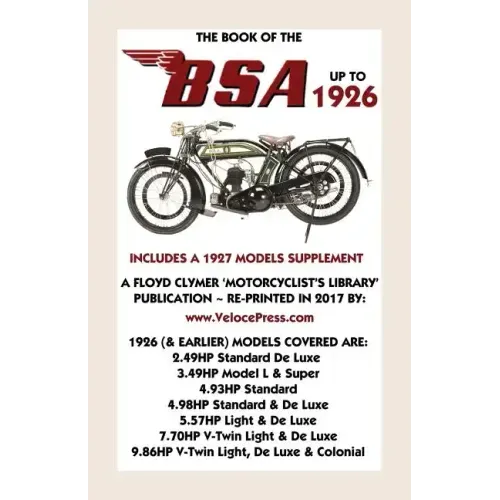 Book of the BSA Up to 1926 - Includes a 1927 Models Supplement