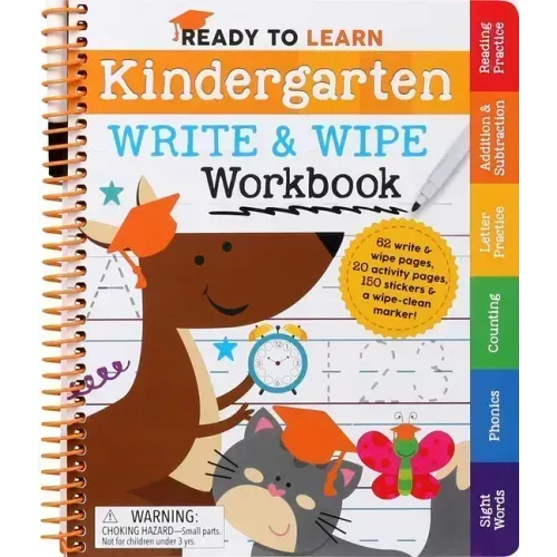Ready to Learn: Kindergarten Write and Wipe Workbook: Addition, Subtraction, Sight Words, Letter Sounds, and Letter Tracing