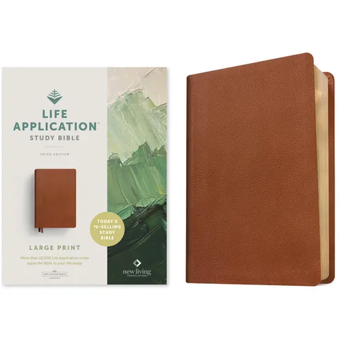 NLT Life Application Study Bible, Third Edition, Large Print (Red Letter, Genuine Leather, Brown)