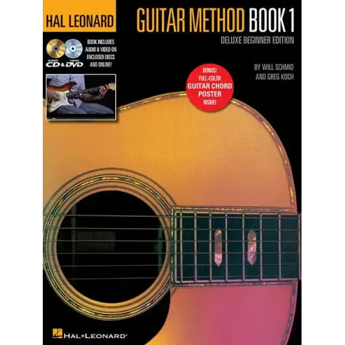 Hal Leonard Guitar Method Book 1 Deluxe Beginner Edition Guitar Lesson Book with Online Audio and Video Learn Acoustic and Electric Guitar Chords Tech
