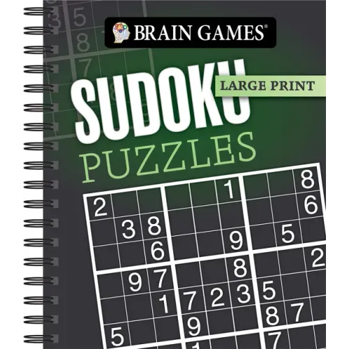 Brain Games - Large Print: Sudoku Puzzles (Dark Gray)