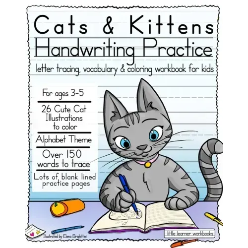 Cats & Kittens Handwriting Practice: Letter tracing, Vocabulary and Coloring Workbook for Kids