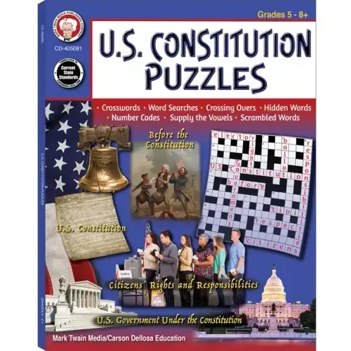U.S. Constitution Puzzles Workbook, Grades 5 - 12