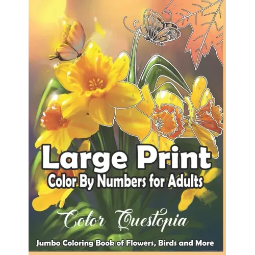 Large Print Color By Numbers for Adults: Jumbo Coloring Book Of Birds, Flowers and More: Simple Anti Anxiety Coloring Relaxation