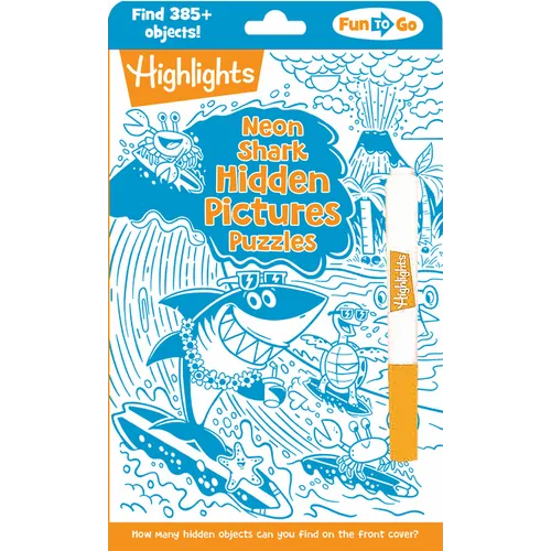 Neon Shark Hidden Pictures Puzzles: Fun Seek-And-Find Kids Activity Book for Ages 69 with Over 300 Hidden Objects and Bonus Gel Marker for On-The-Go P