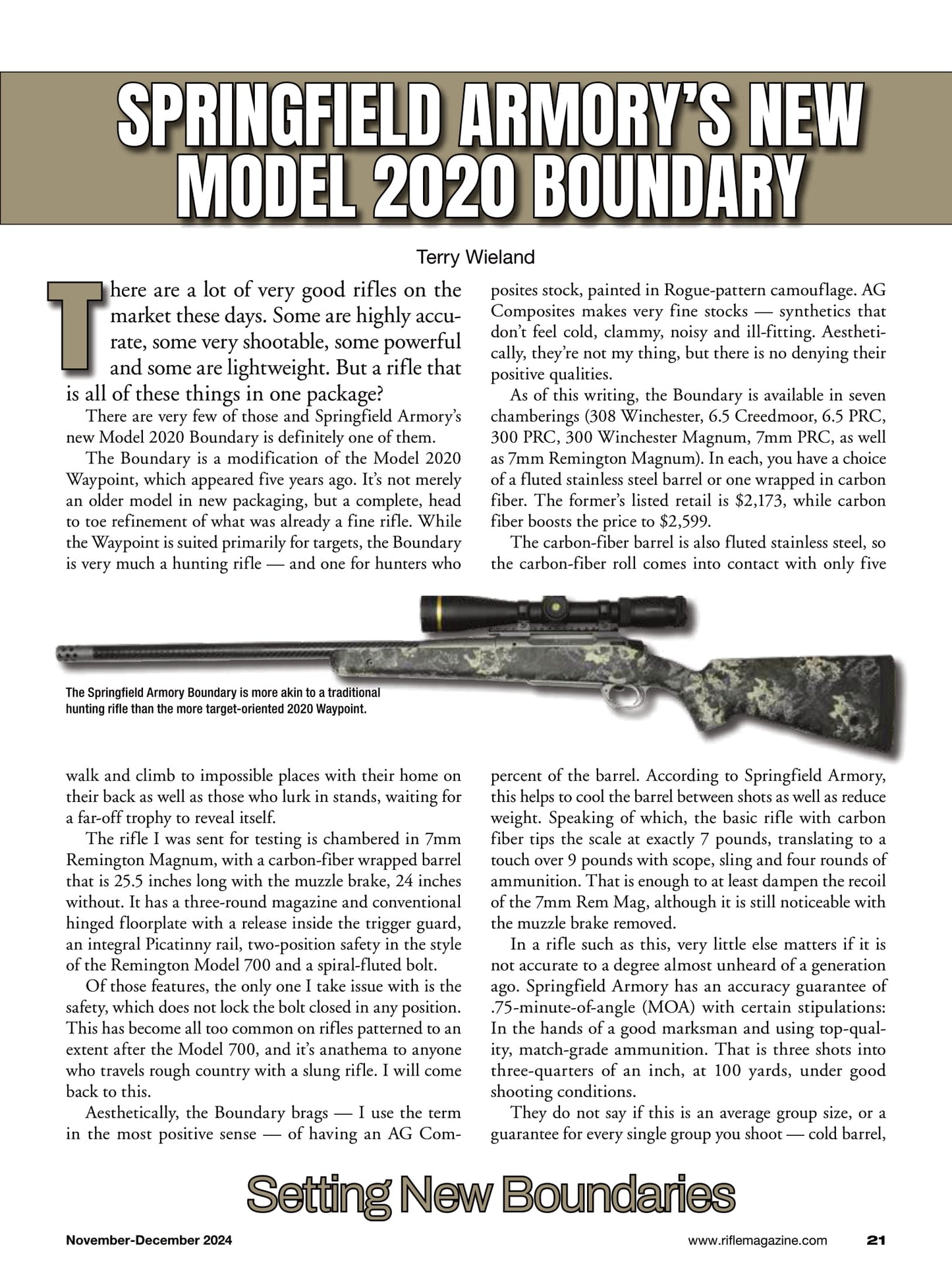 Rifle - November 2024: Palmetto State Armory PA-15 Multi, New Model 2020 Boundary, 22 Long Rifle At 300 Yards, Marlin's New 336: As Good Or Better?, X-Bolt 2 Hunter 243 Winchester & More!