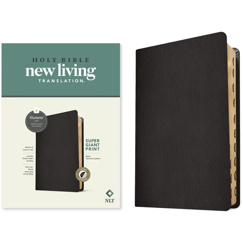 NLT Super Giant Print Bible, Filament Enabled (Genuine Leather, Black, Indexed, Red Letter)