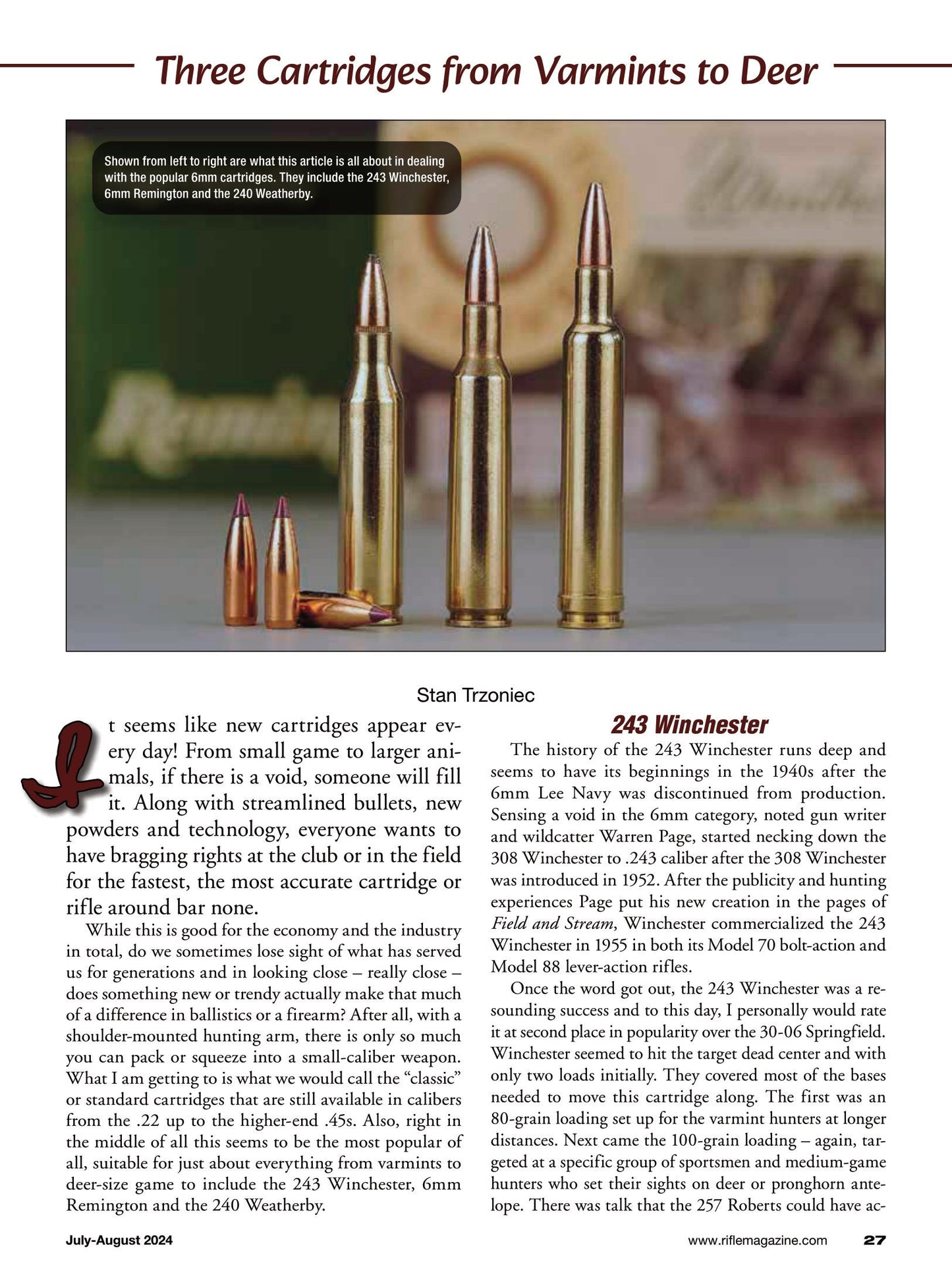 Rifle July 2024 - The Sporting Firearms Journal: The Latest In Rifle Optics, Three Different 6mm Rifle Cartridges, New 360 Buckhammer, The Weatherby Vanguard, Gunsmithing, Product Reviews & More!