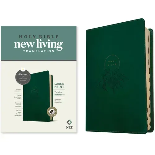 NLT Large Print Thinline Reference Bible, Filament Enabled (Leatherlike, Evergreen Mountain, Indexed, Red Letter)