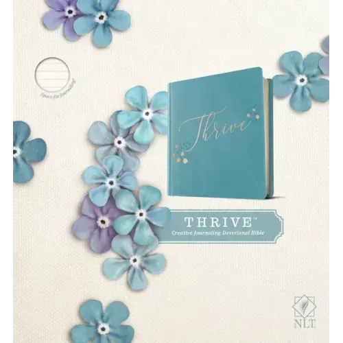NLT Thrive Creative Journaling Devotional Bible (Hardcover Leatherlike, Teal Blue with Rose Gold)