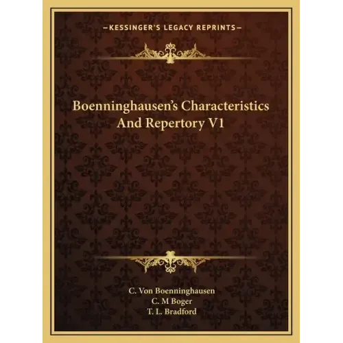 Boenninghausen's Characteristics and Repertory V1