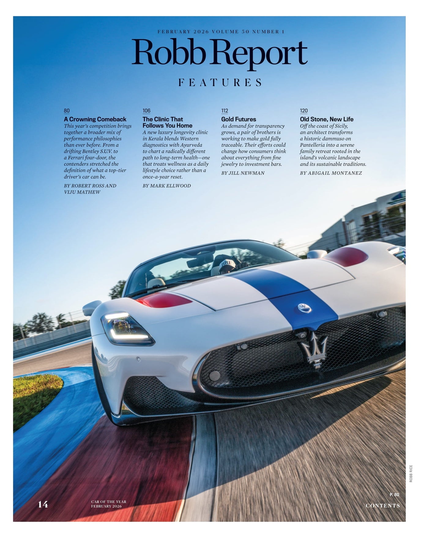 Robb Report - Car Of The Year Issue February 2026: Top-Tier Drivers In This Year's Competition, Transparency Transforming The Gold Market, Bulgari's 1940s Revival, Gideon Appah's US Debut & More!
