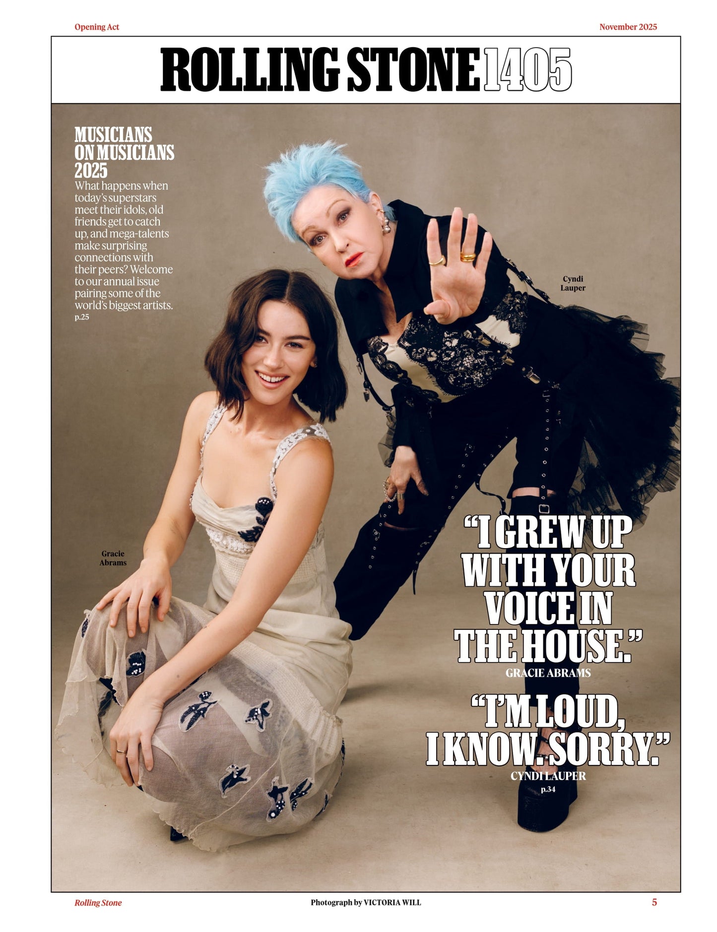 Rolling Stone - November 2025: Musicians On Musicians 2025, Jack Antonoff & Hayley Williams, Gracie Abrams & Cyndi Lauper, Inside The Wild World Of K-Pop Demon Hunters, Trump's New Crackdown & More!