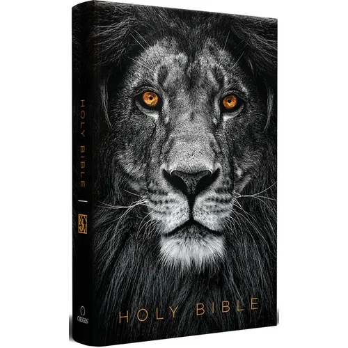 KJV Holy Bible, Large Print, Handy Size Format, Hardcover, Lion of Judah, Ribbon Marker, and Red Letter